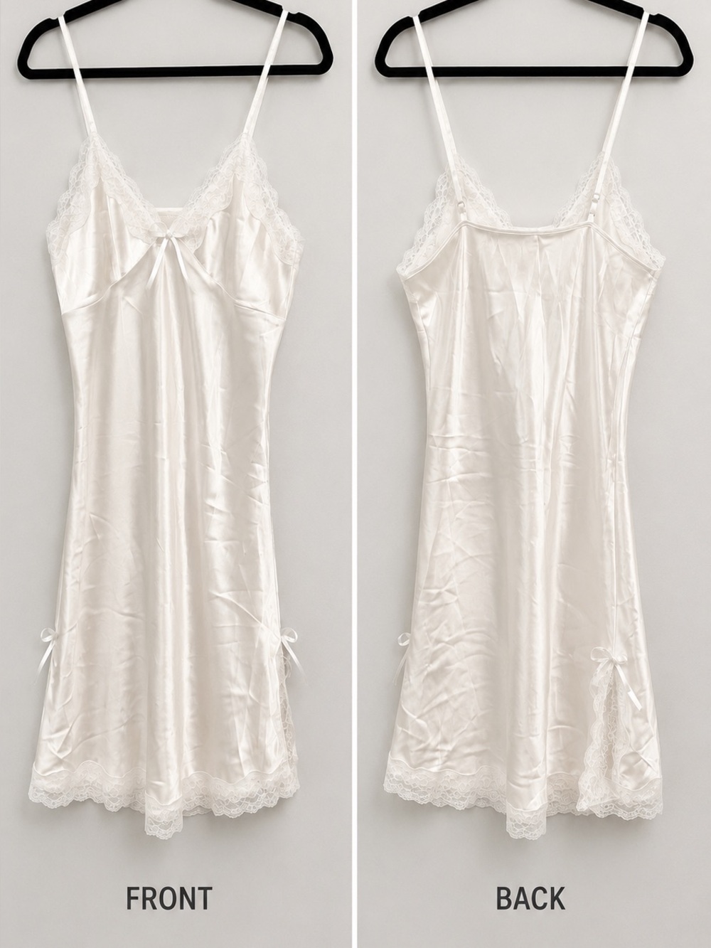 White Satin Lace Slip Dress - Women Intimates